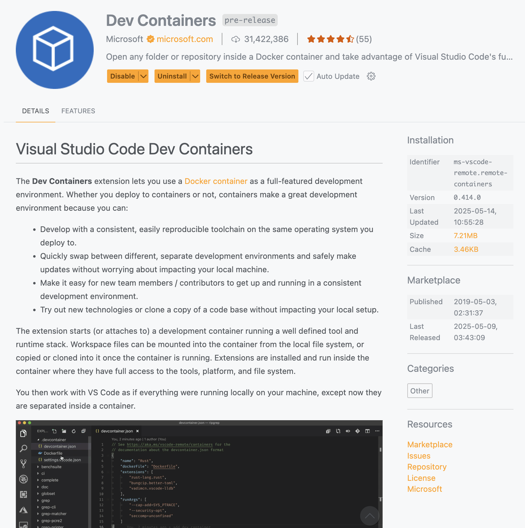 安装 Dev Containers 扩展