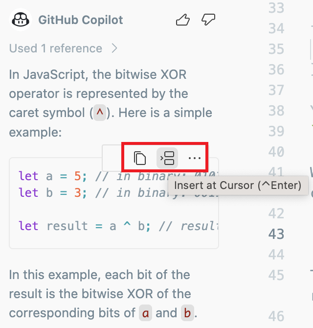 Screenshot of code example